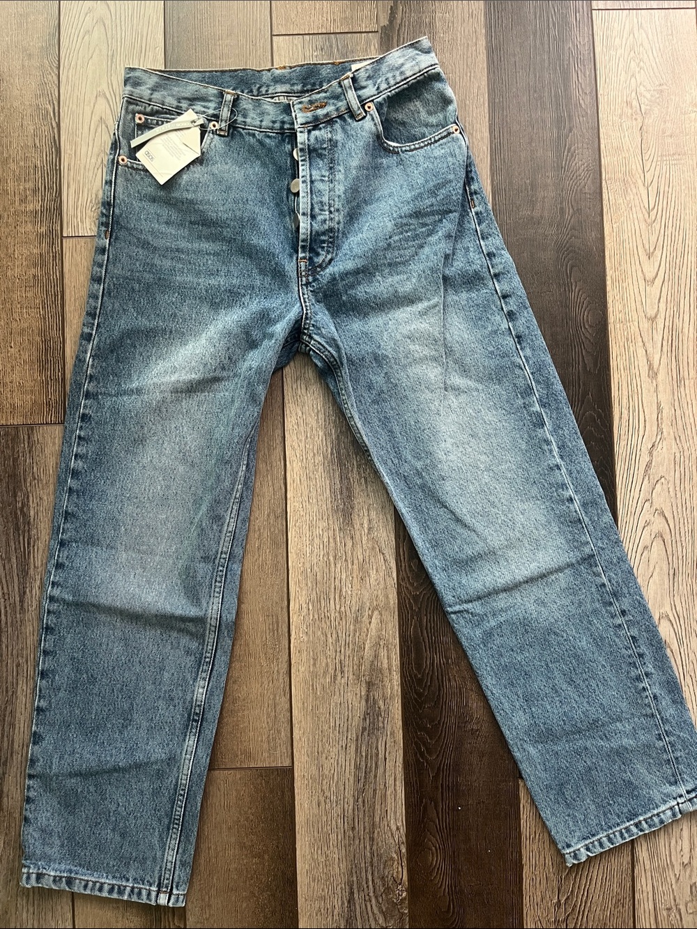 NWT High Rise Blue Jeans Straight Leg Rigid Cropped Denim Women’s Size 28 Waist